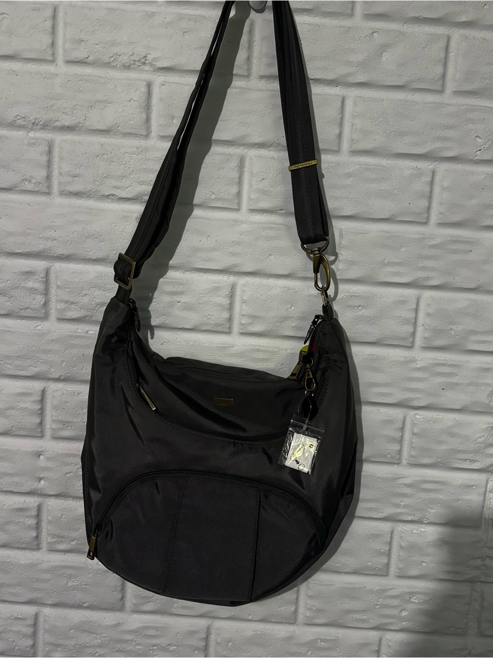Travelon Anti-Theft Classic Crossbody Slouch Hobo Bag Dark Gray Charcoal Purse